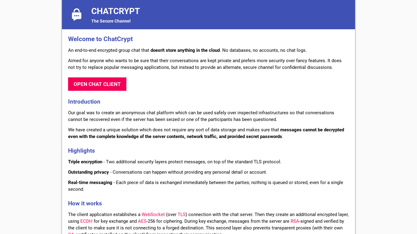 ChatCrypt Landing page