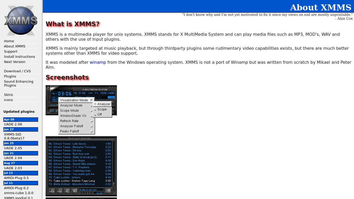 XMMS Landing page