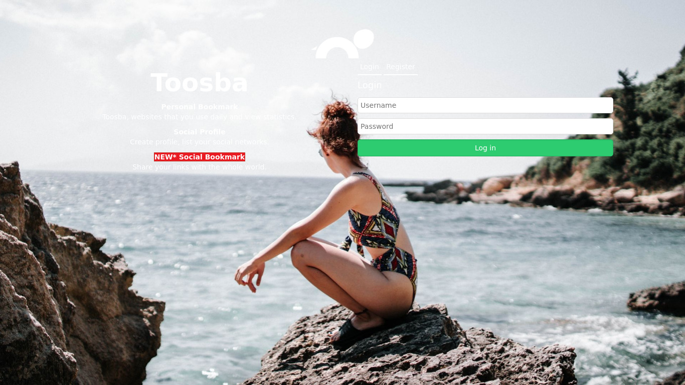 Toosba Landing page