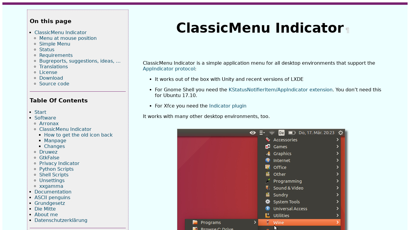 ClassicMenu Indicator Landing page