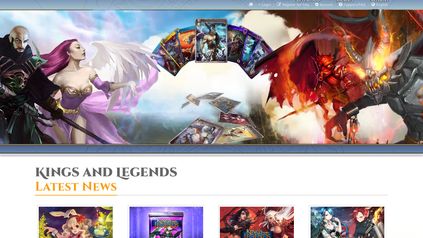 Kings and Legends Landing page