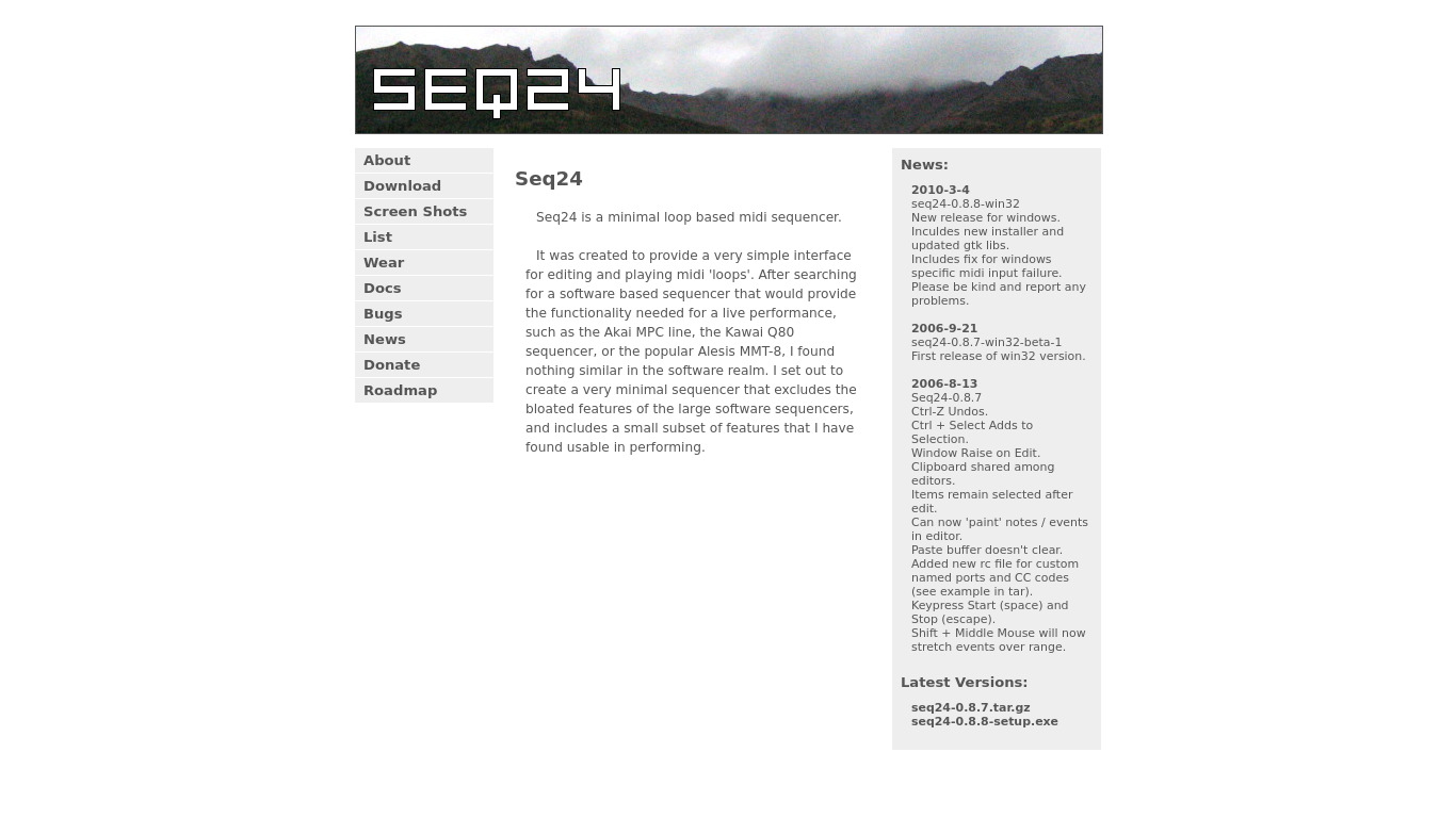 Seq24 Landing page