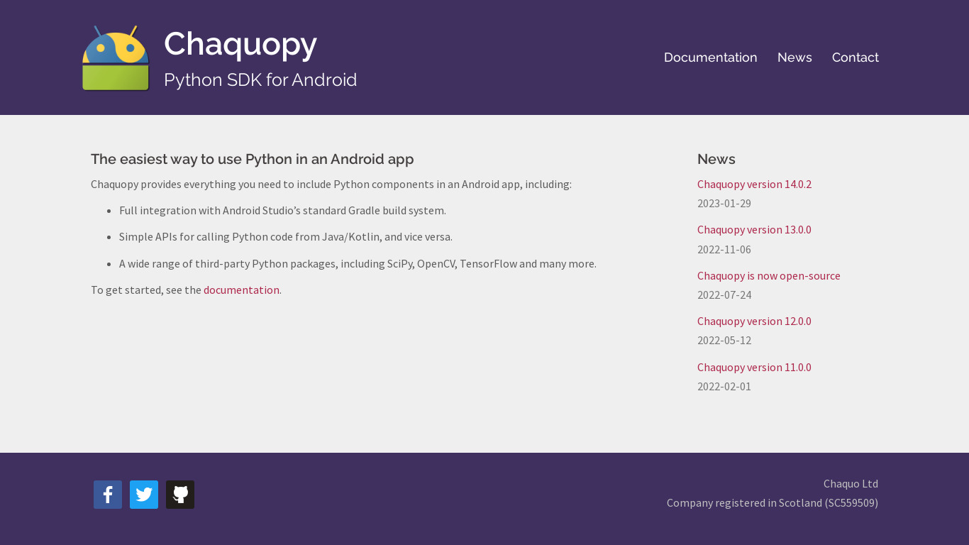 chaquopy Landing page