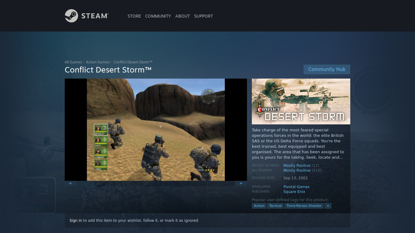 Conflict: Desert Storm Landing page