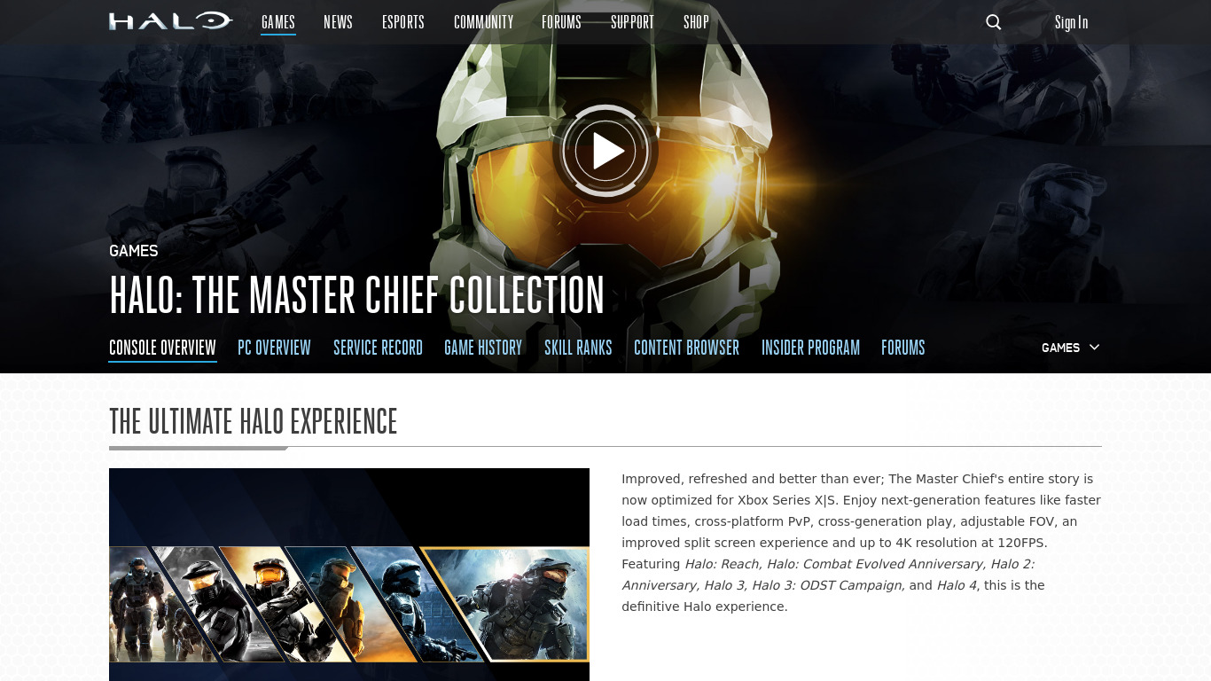 Halo: The Master Chief Collection Landing page