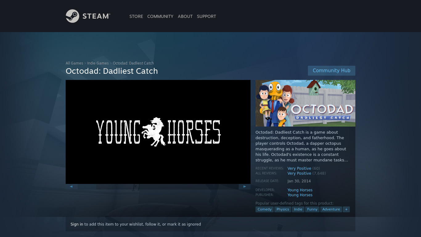 Octodad: Dadliest Catch Landing page