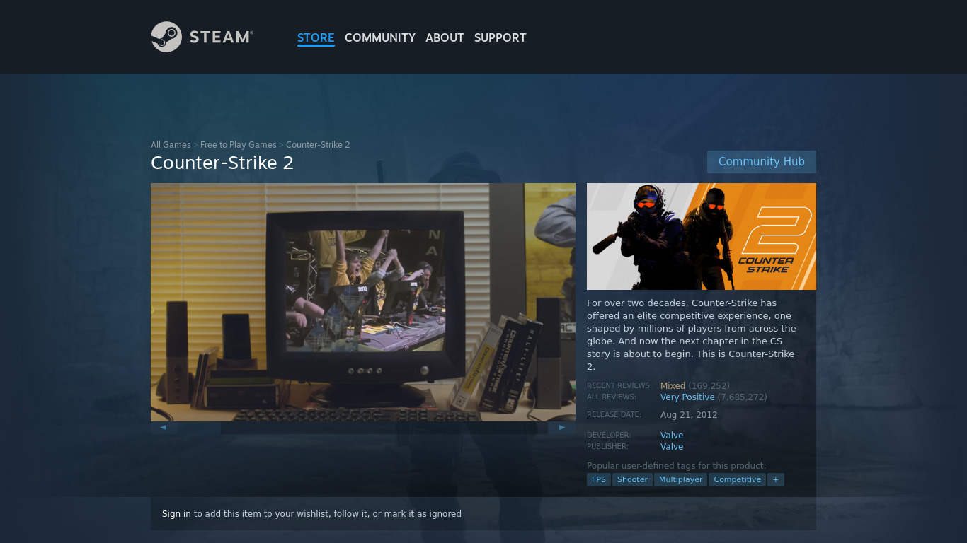 Counter-Strike: Global Offensive Landing page