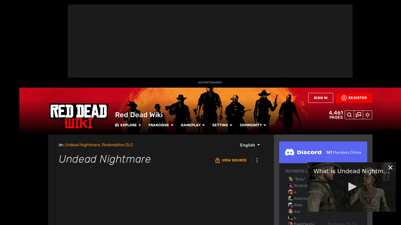 Red Dead Redemption Undead Nightmare Landing page