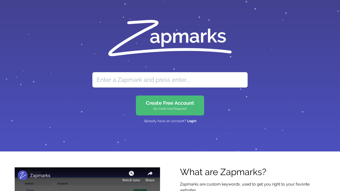 Zapmarks Landing page