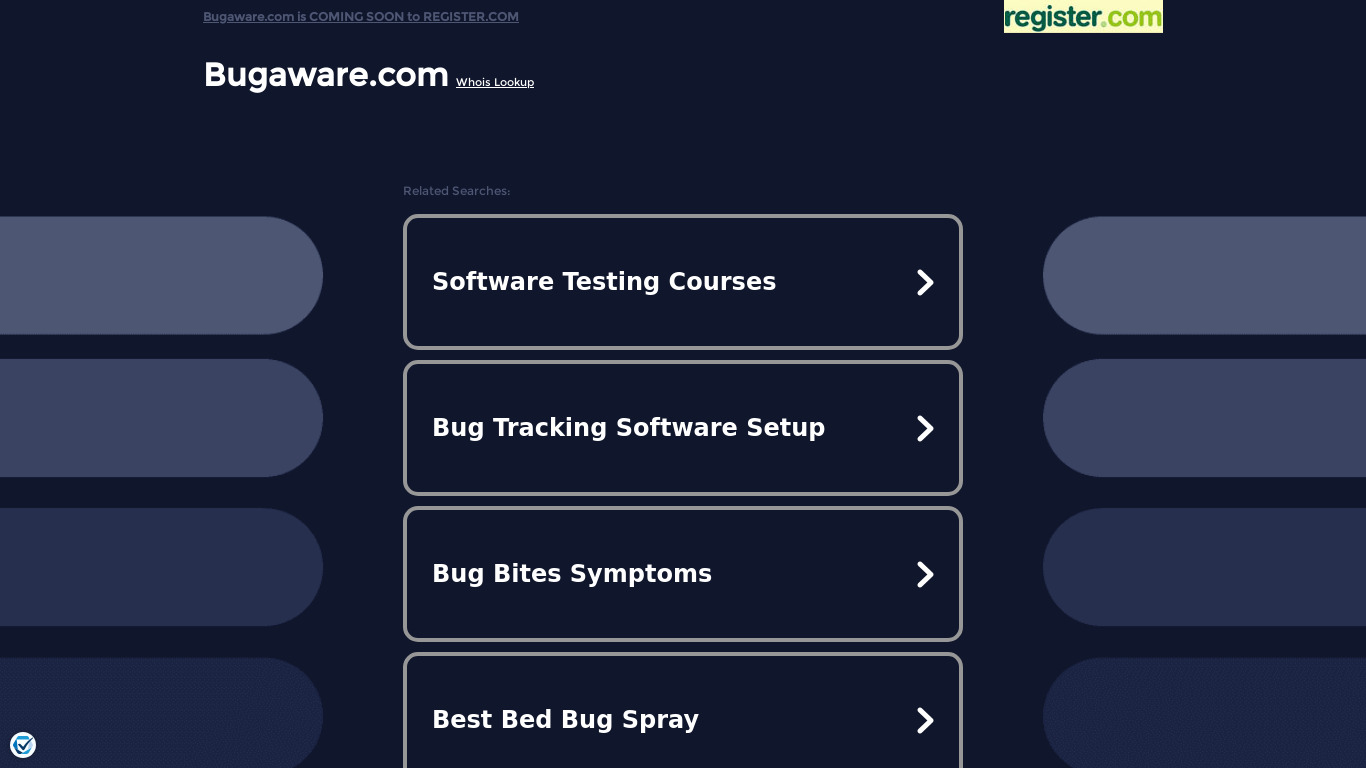 BugAware Landing page