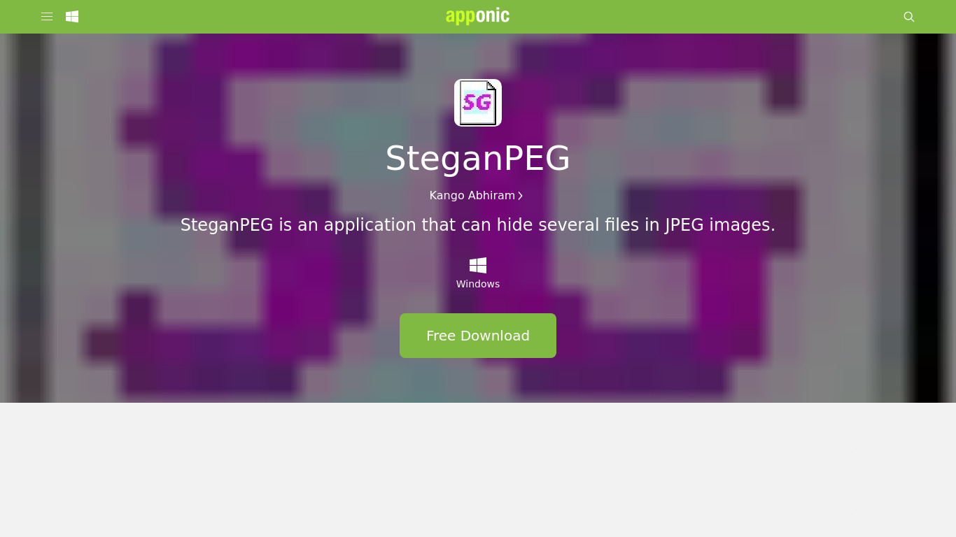 SteganPEG Landing page