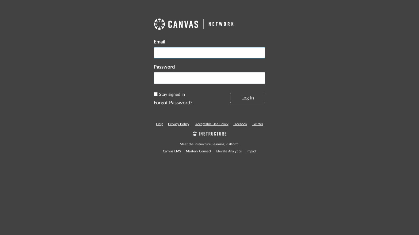 Canvas Student Landing page