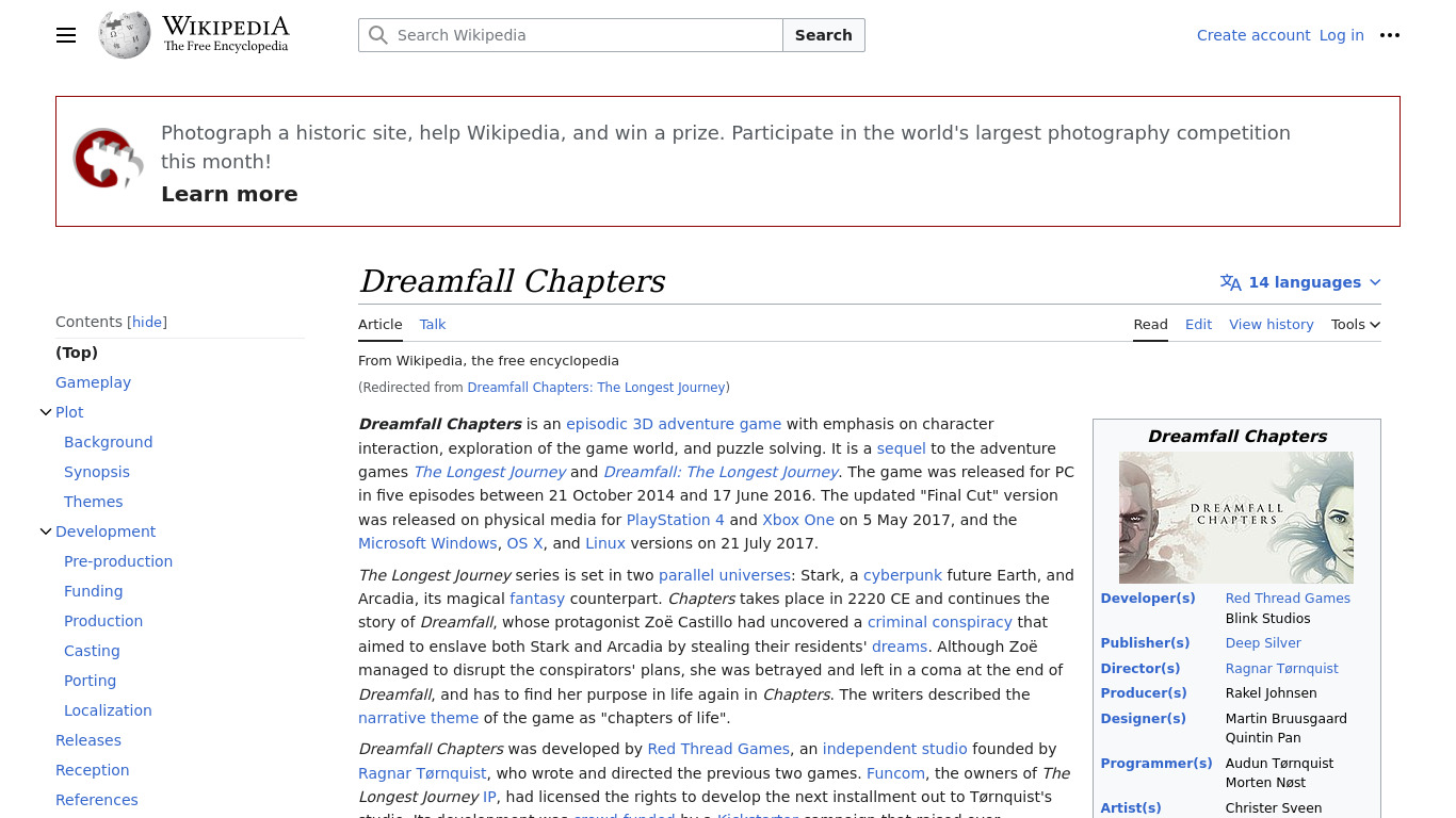 Dreamfall Chapters the Longest Journey Landing page