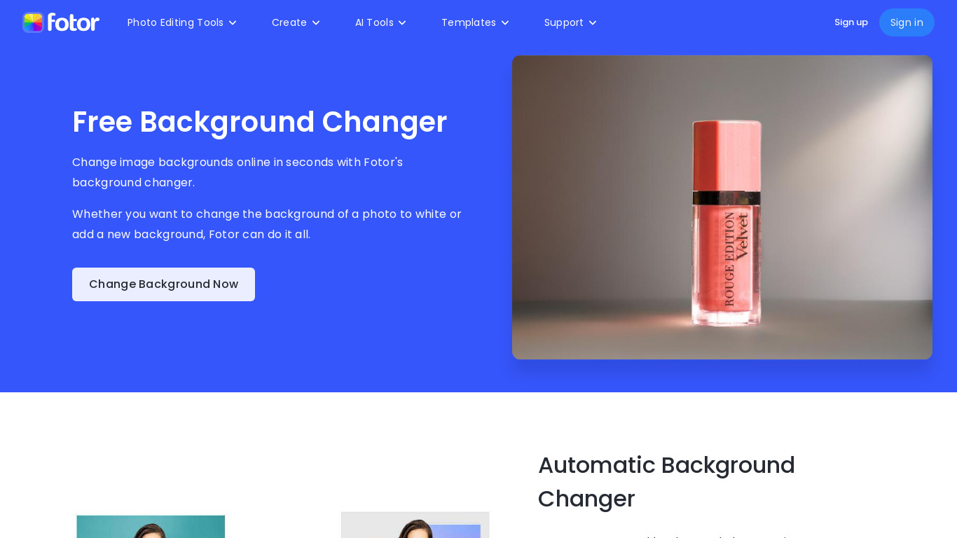 Photo Background Changer Landing page