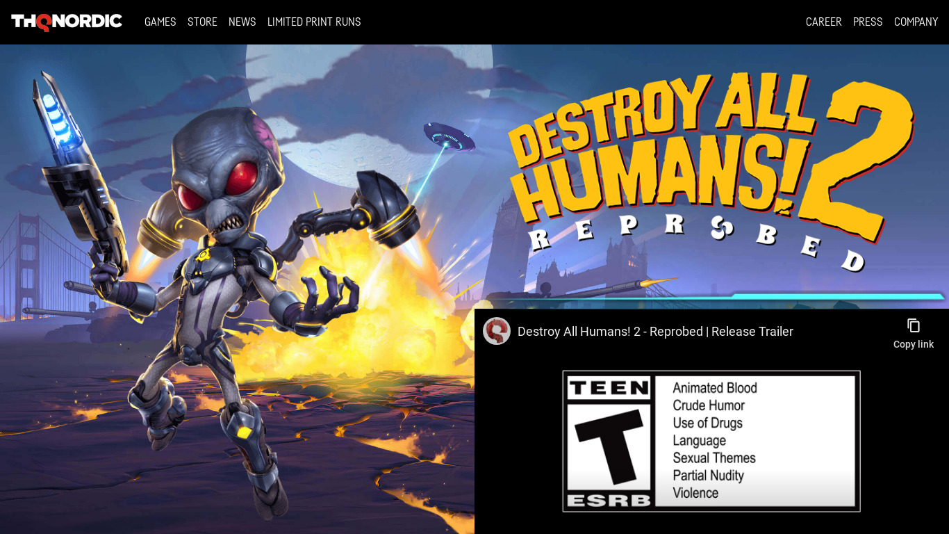 Destroy All Humans! Landing page