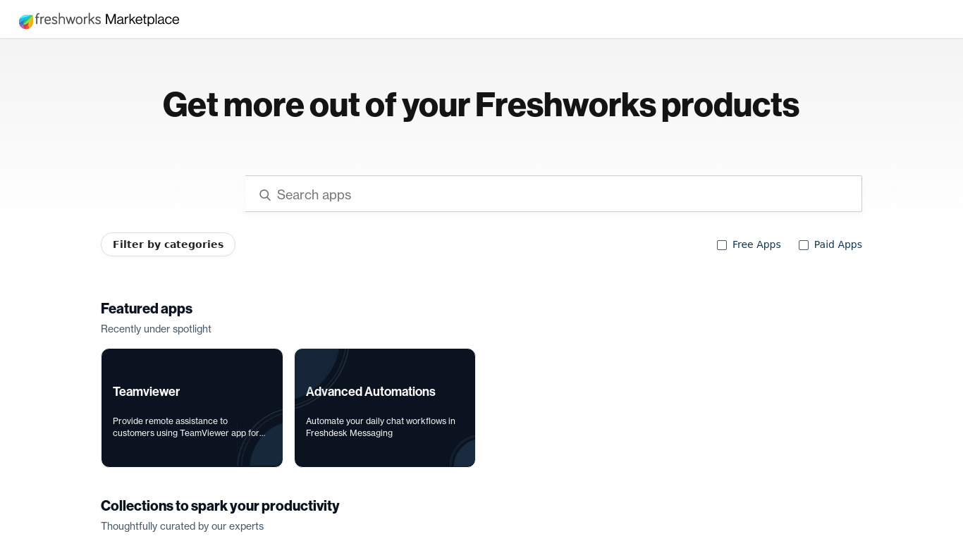 Freshchat marketplace (by Freshworks) Landing page