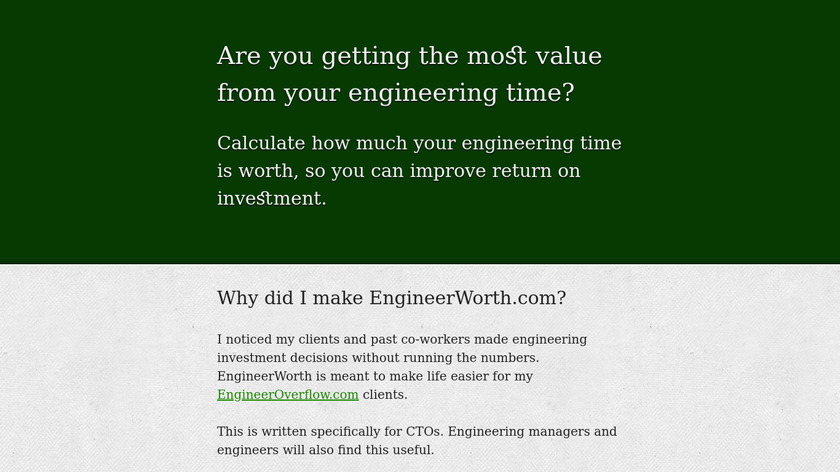Engineer Worth Landing Page
