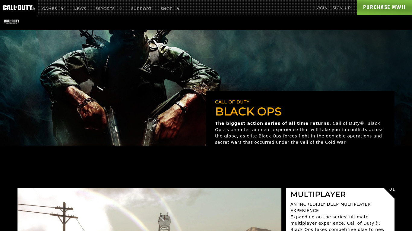 Call of Duty: Black Ops Landing page