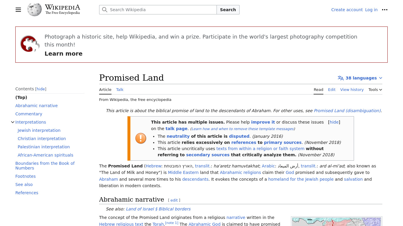 The Promised Land Landing page