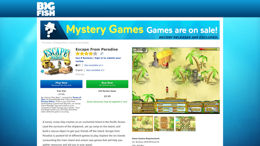 Escape From Paradise Landing Page