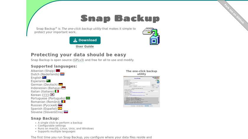 Snap Backup Landing Page