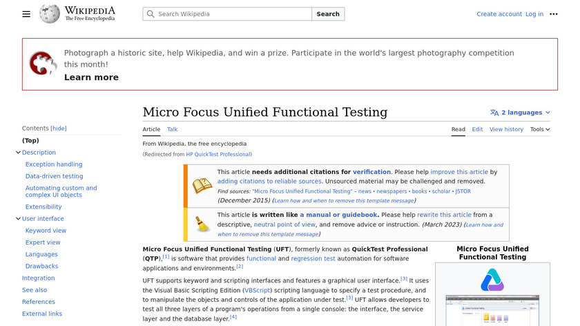 Unified Functional Testing Landing Page