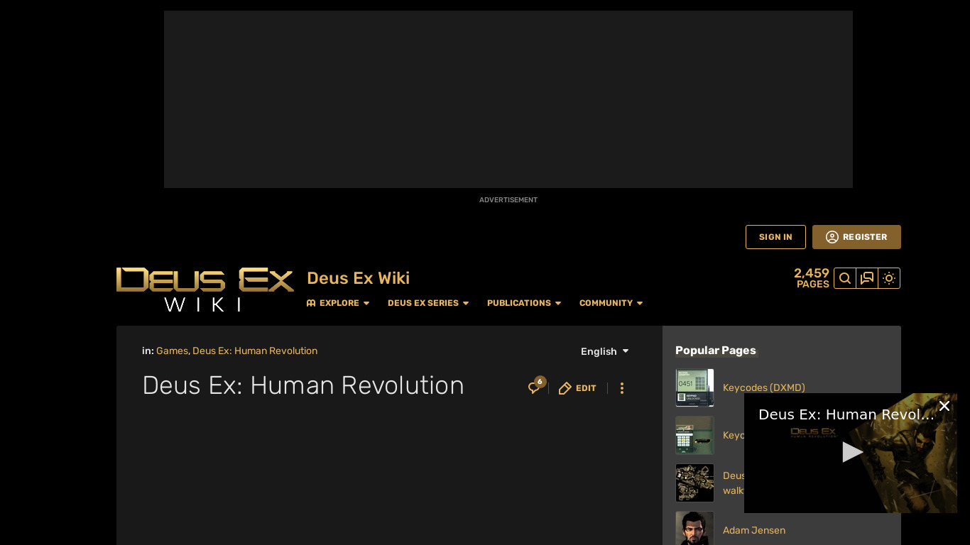 Deus Ex: Human Revolution Landing page
