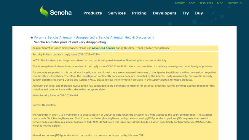 Sencha Animator Landing Page