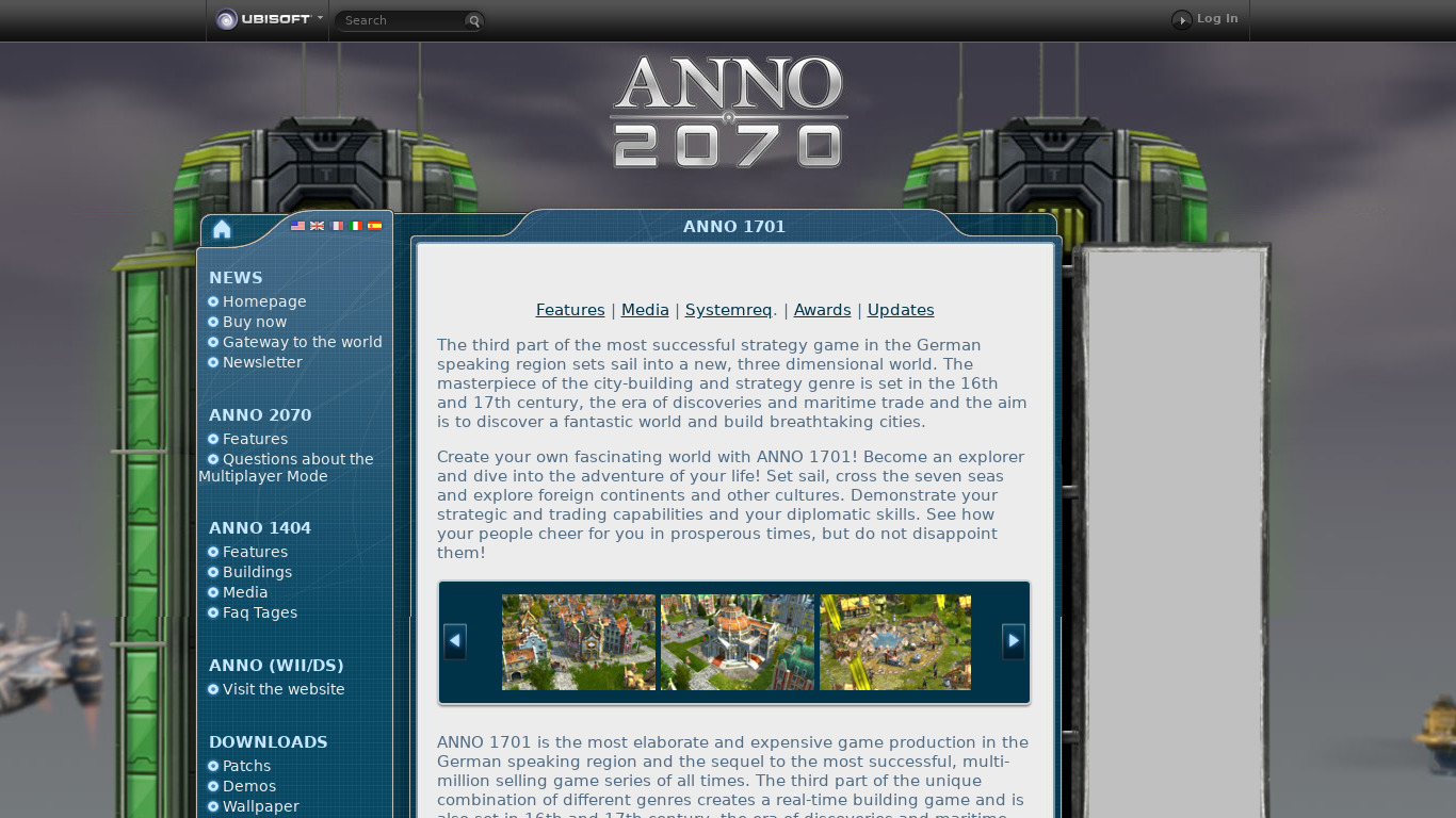 Anno 1701 Landing page