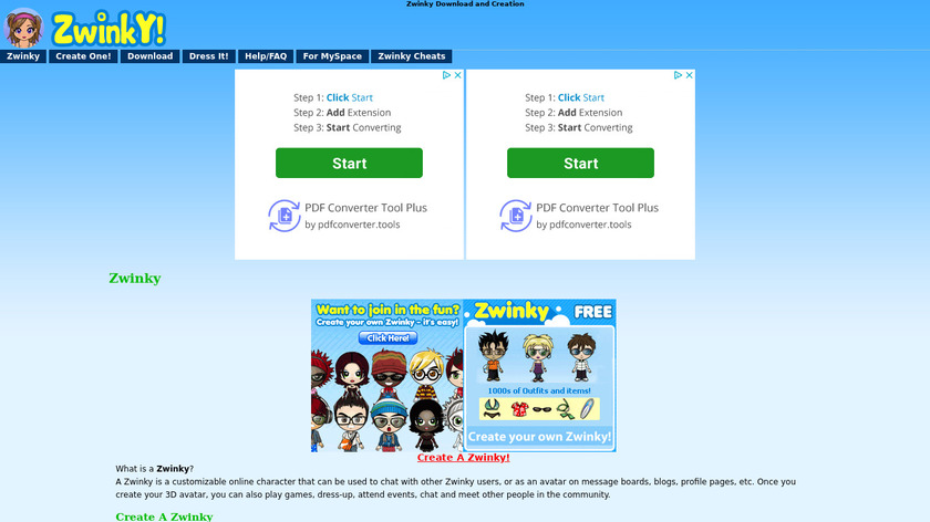 Zwinky Landing Page