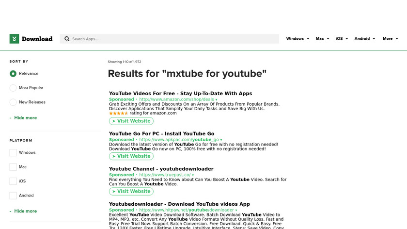 MxTube for YouTube Landing Page