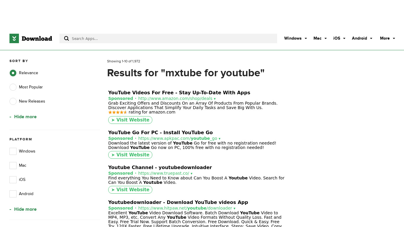 MxTube for YouTube Landing page