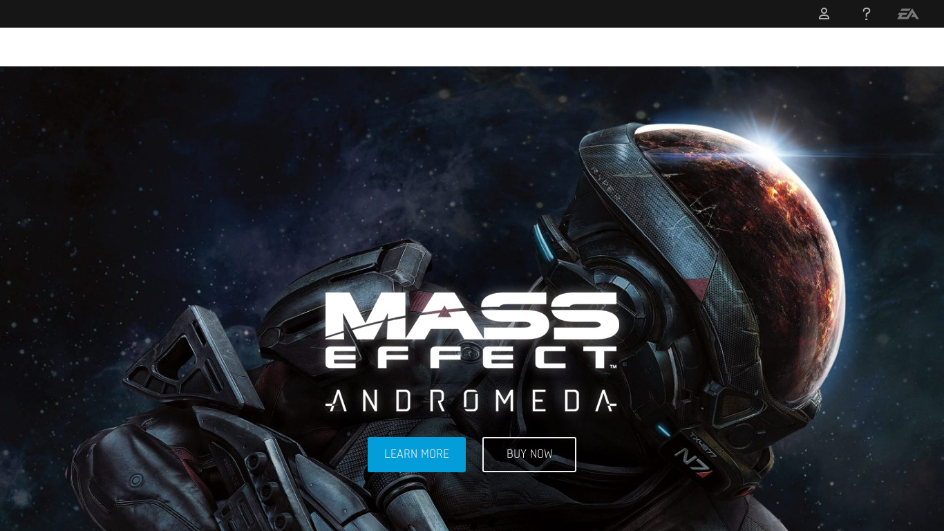 Mass Effect: Andromeda Landing page