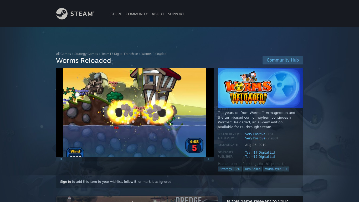 Worms Reloaded Landing page