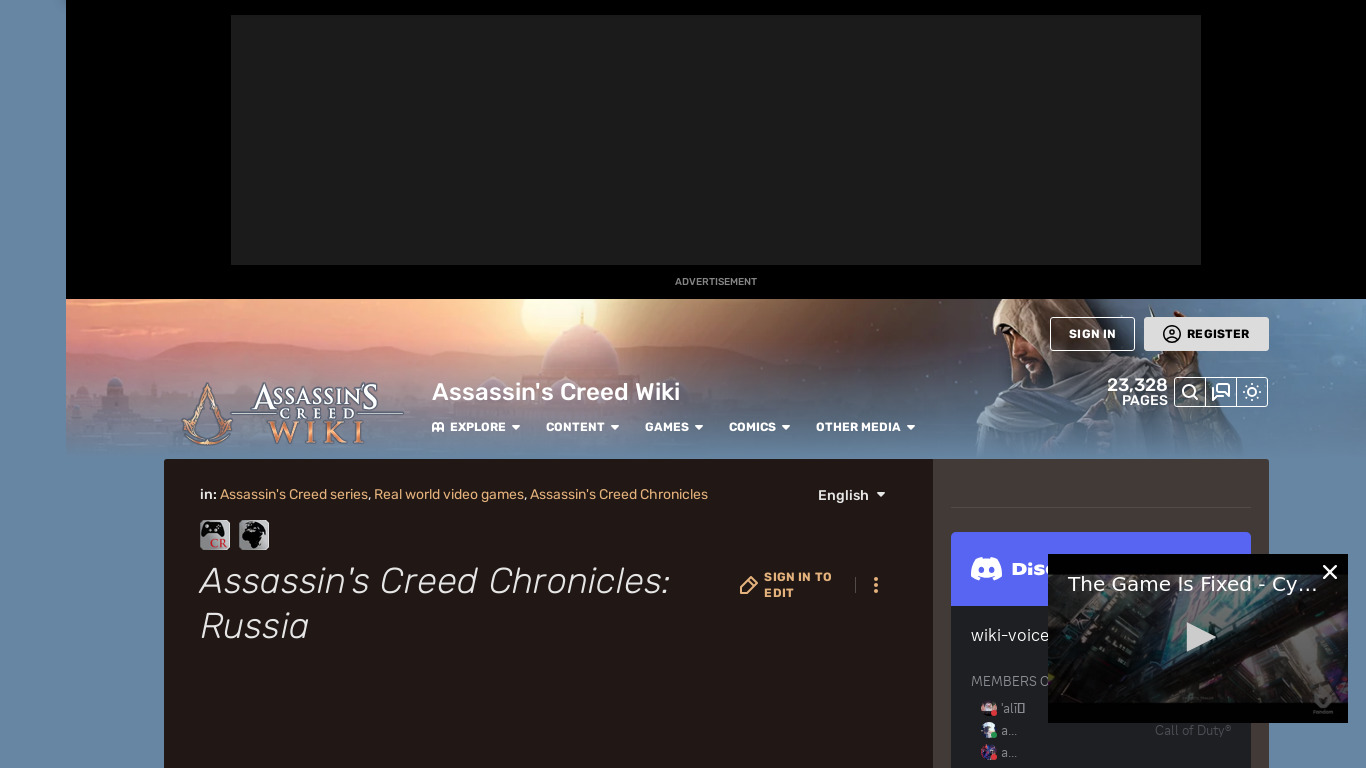 Assassin’s Creed Chronicles: Russia Landing page