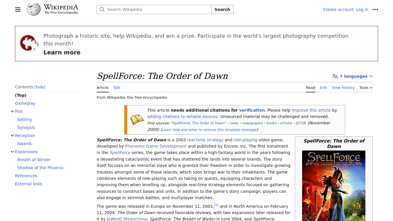 SpellForce: The Order of Dawn Landing page