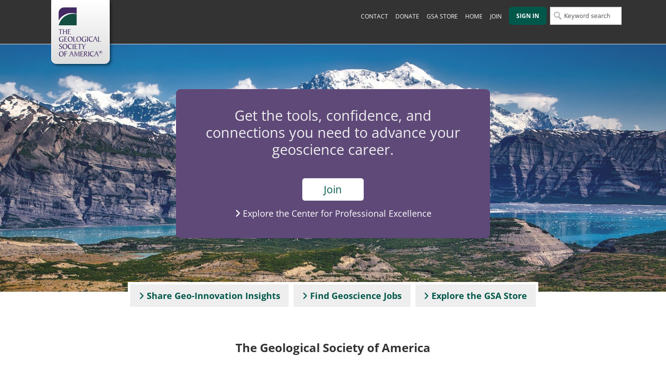 Geo Society Landing page