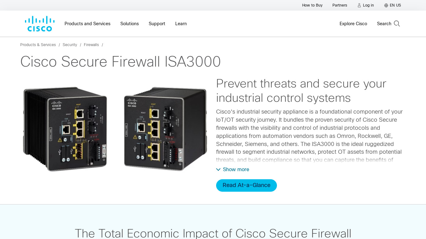 Cisco Industrial Security Landing page