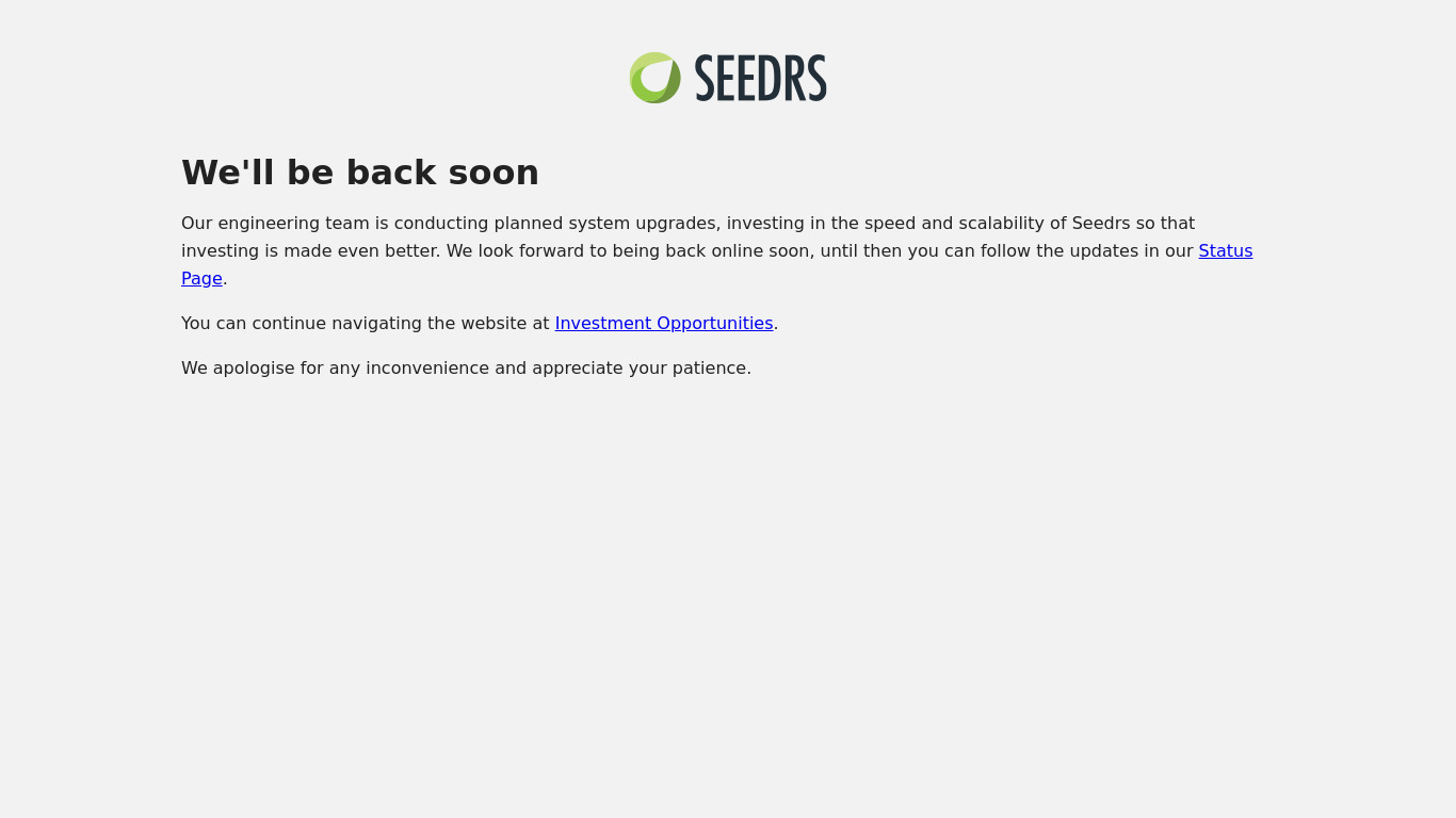 Seedrs Landing page