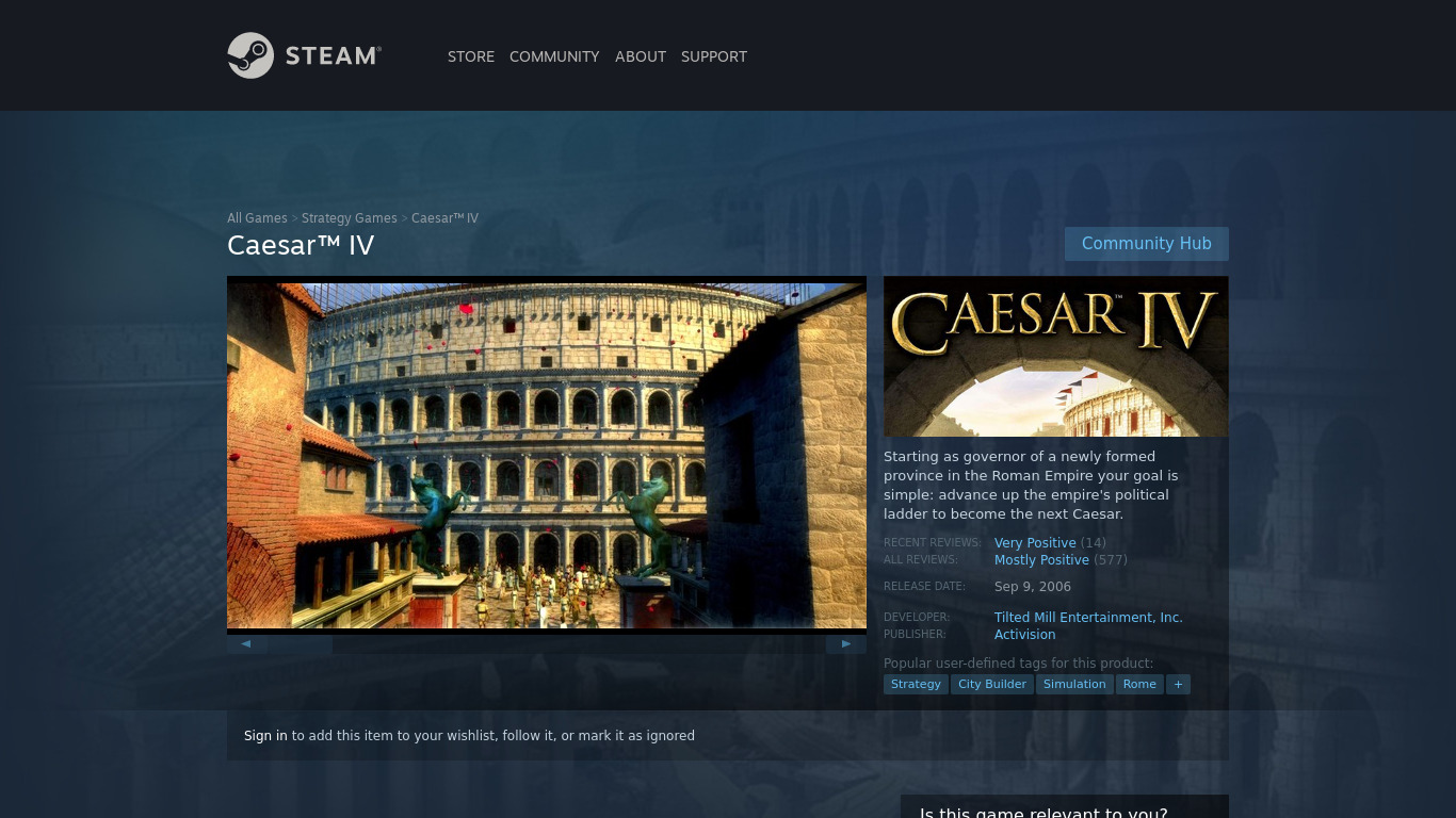 Caesar IV Landing page