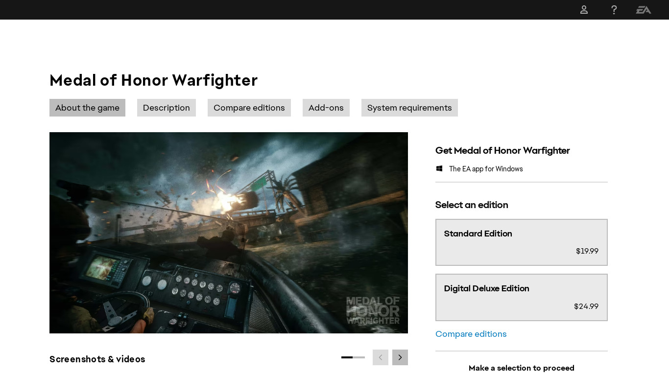 Medal of Honor: Warfighter Landing page