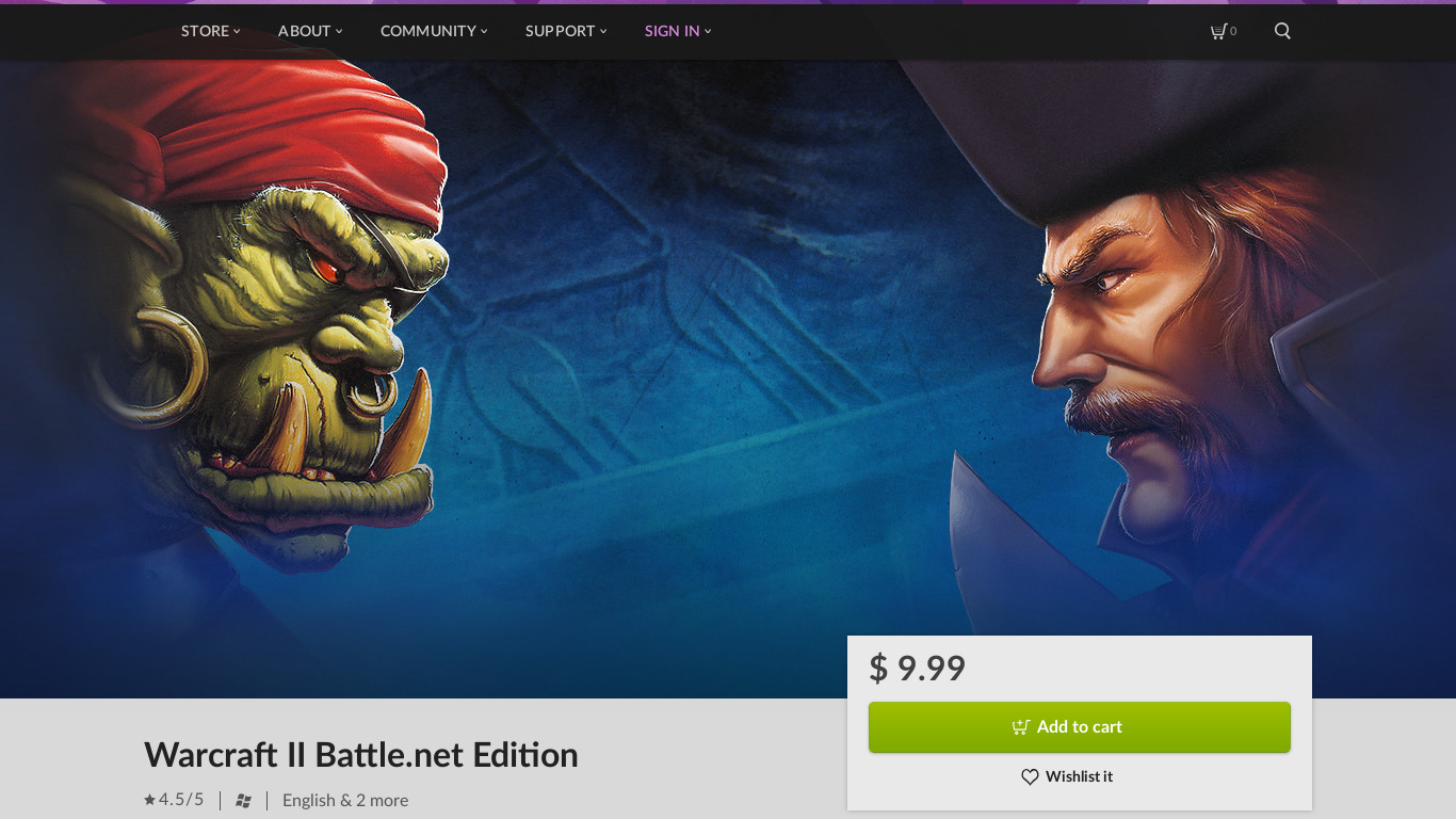 Warcraft II: Battle.net Edition Landing page