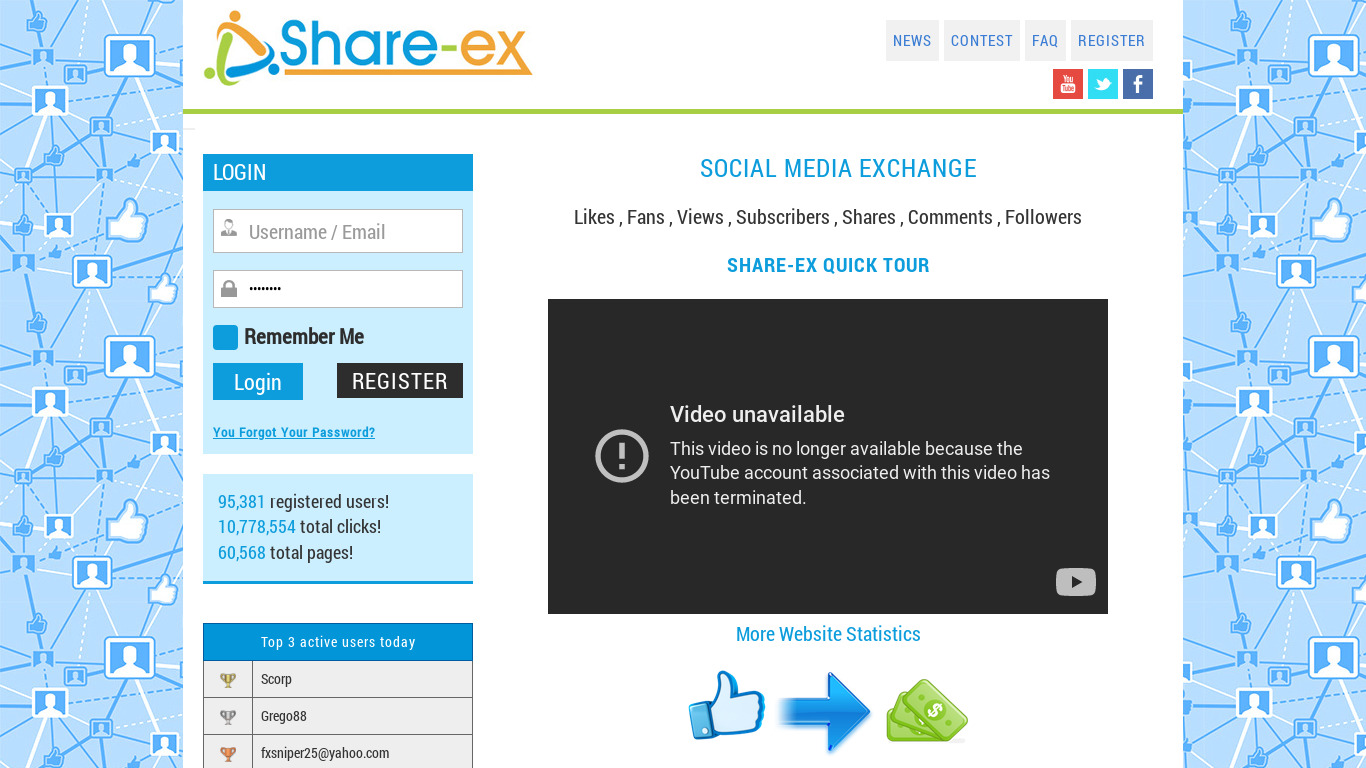 Share-Ex Landing page