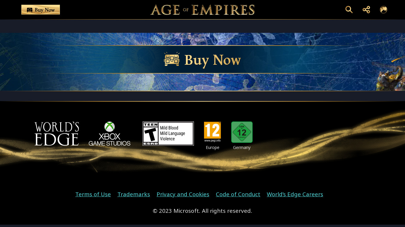 Age of Empires III Landing page