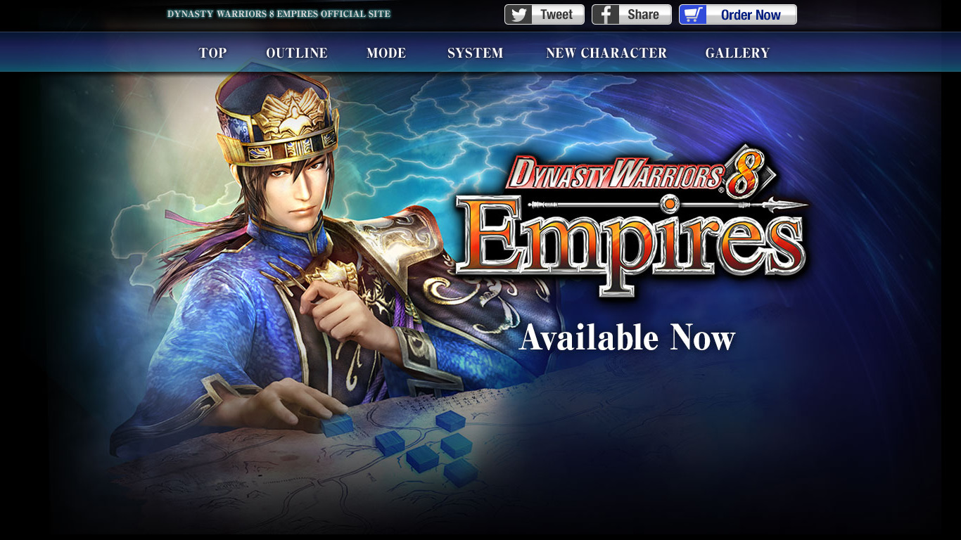 Dynasty Warriors 8 Empires Landing page