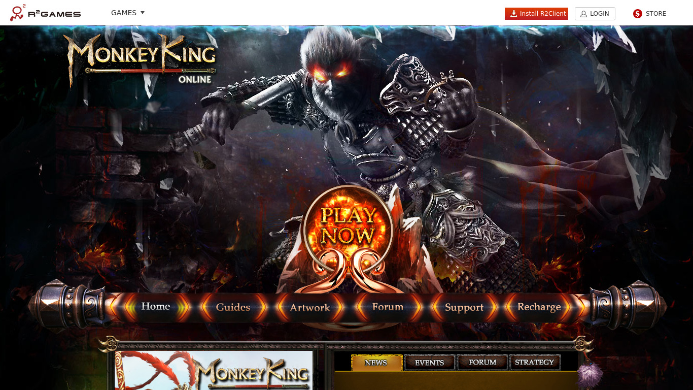 Monkey King Online Landing page