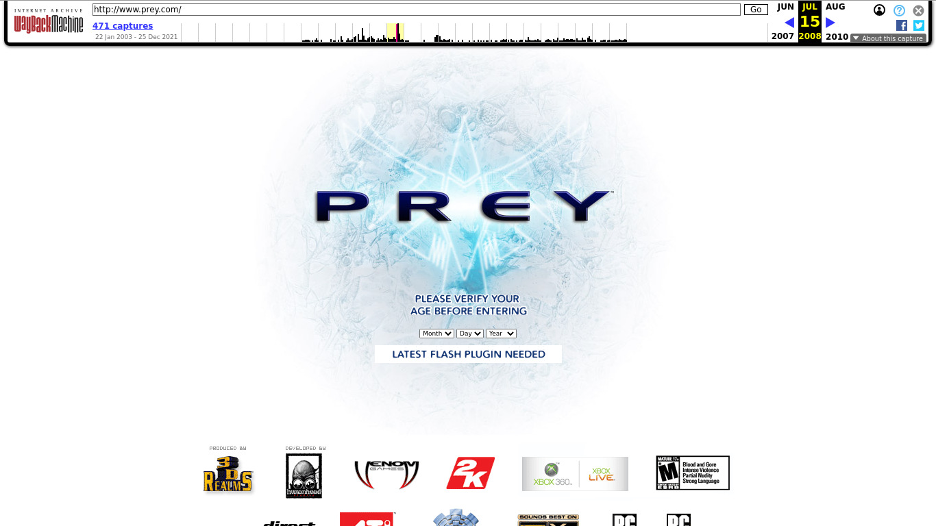 Prey 2006 Landing page