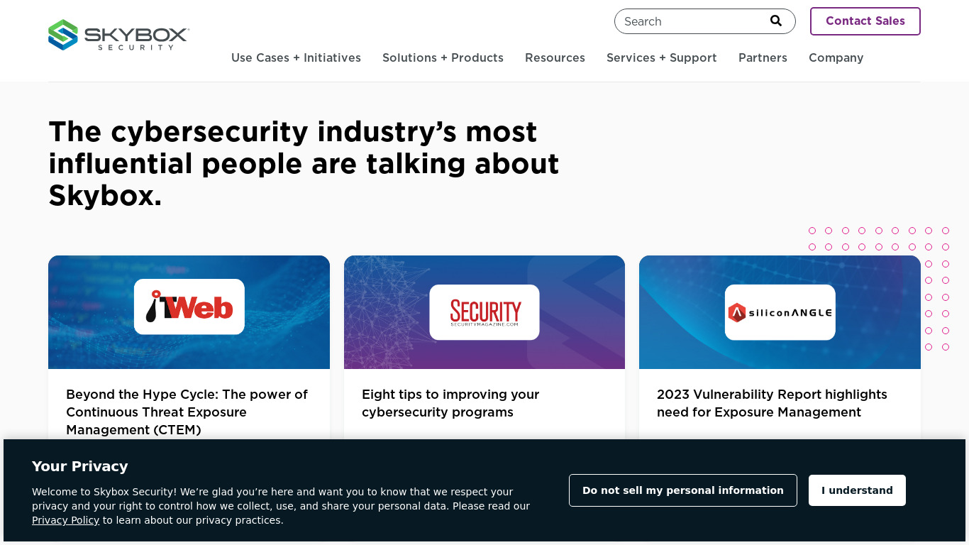 Skybox Security Landing page