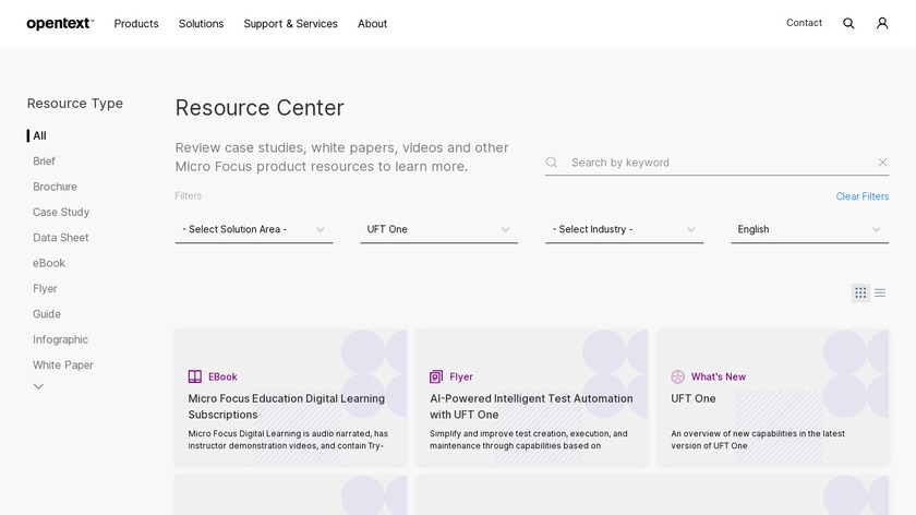Micro Focus Unified Functional Testing Landing Page