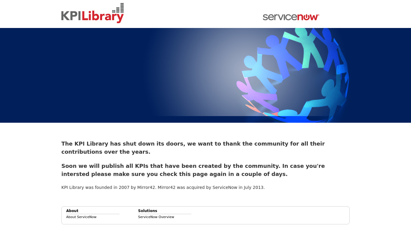 KPI Library Landing page